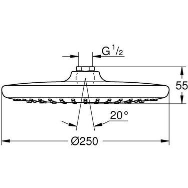 Grohe Tempesta 250 Tepe Duşu Tek Akışlı, 25 cm Krom - 26662000