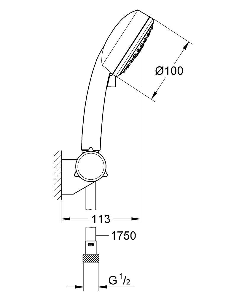 Grohe Tempesta Cosmopolitan 100 El Duş Seti, 3 Fonksiyonlu Krom 27584002