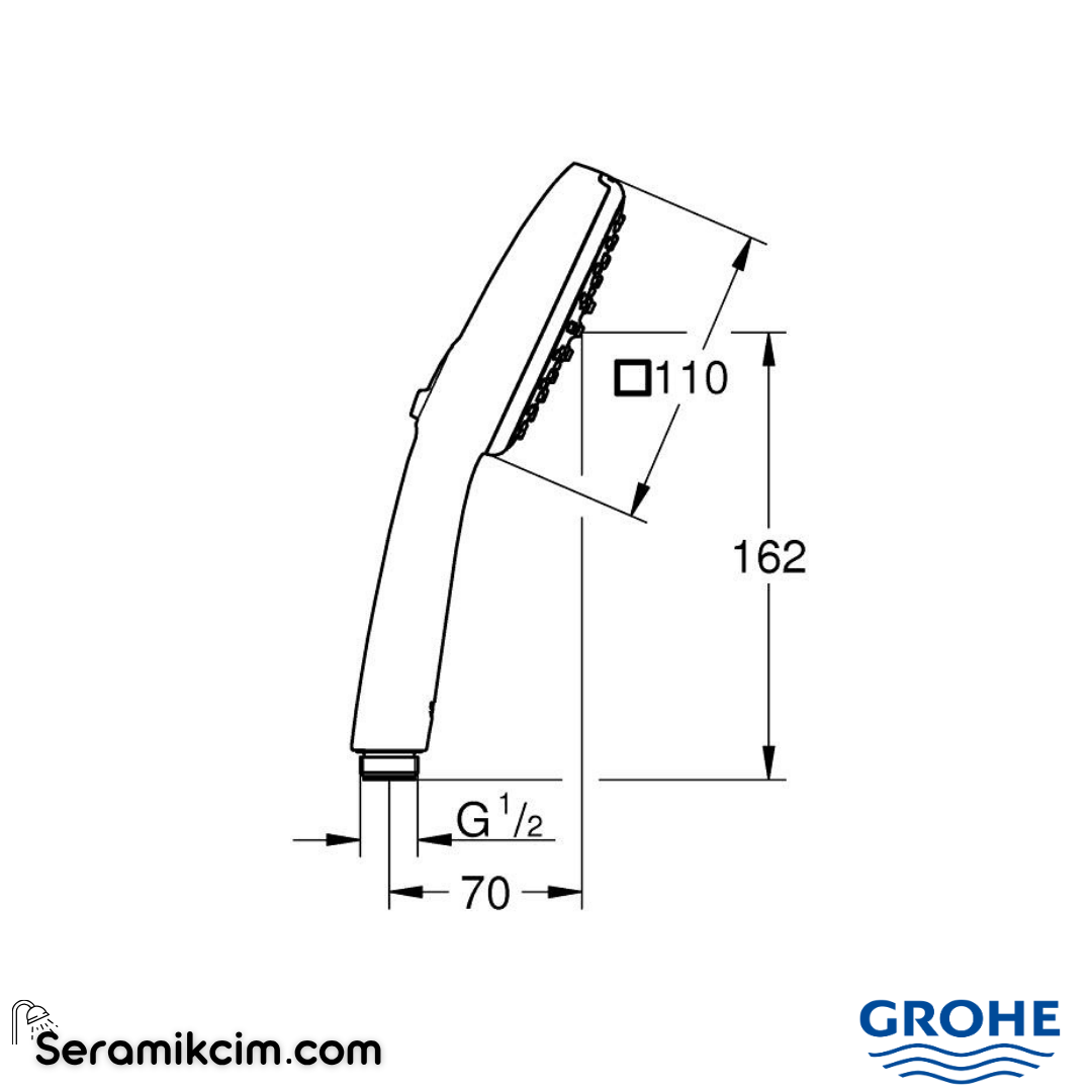 Grohe Tempesta Cube 110 El Duşu, 2 Fonksiyonlu Mat Siyah 269022433