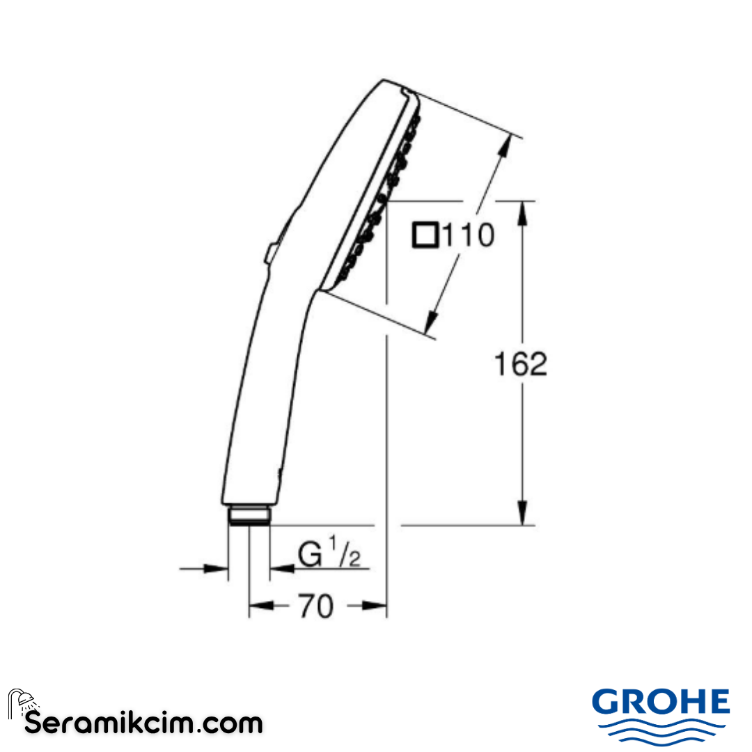 Grohe Tempesta Cube 110 El Duşu, 3 Fonksiyonlu Krom 27574003