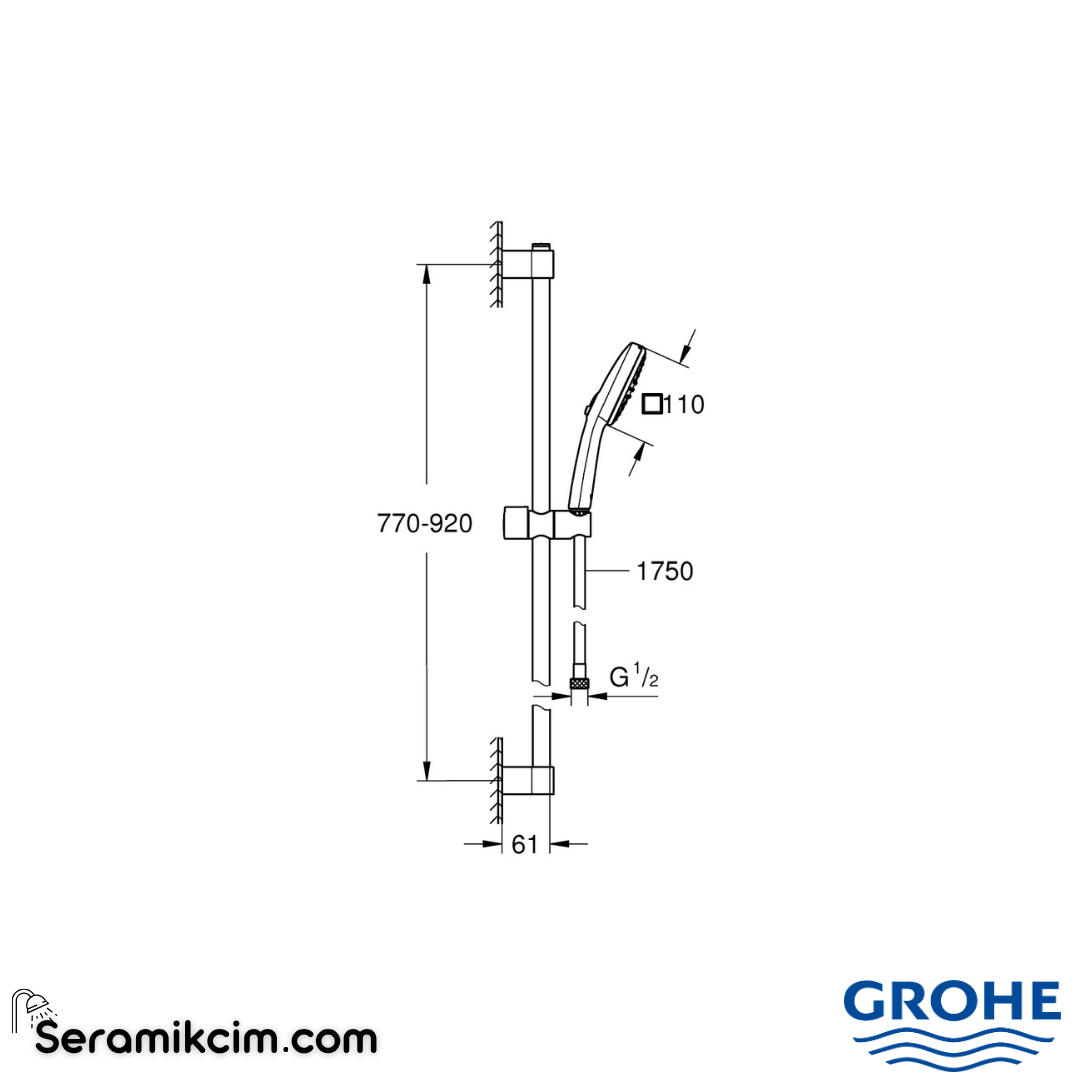 Grohe Tempesta Cube 110 II rail set 900 WS8 269082433 - 269082433