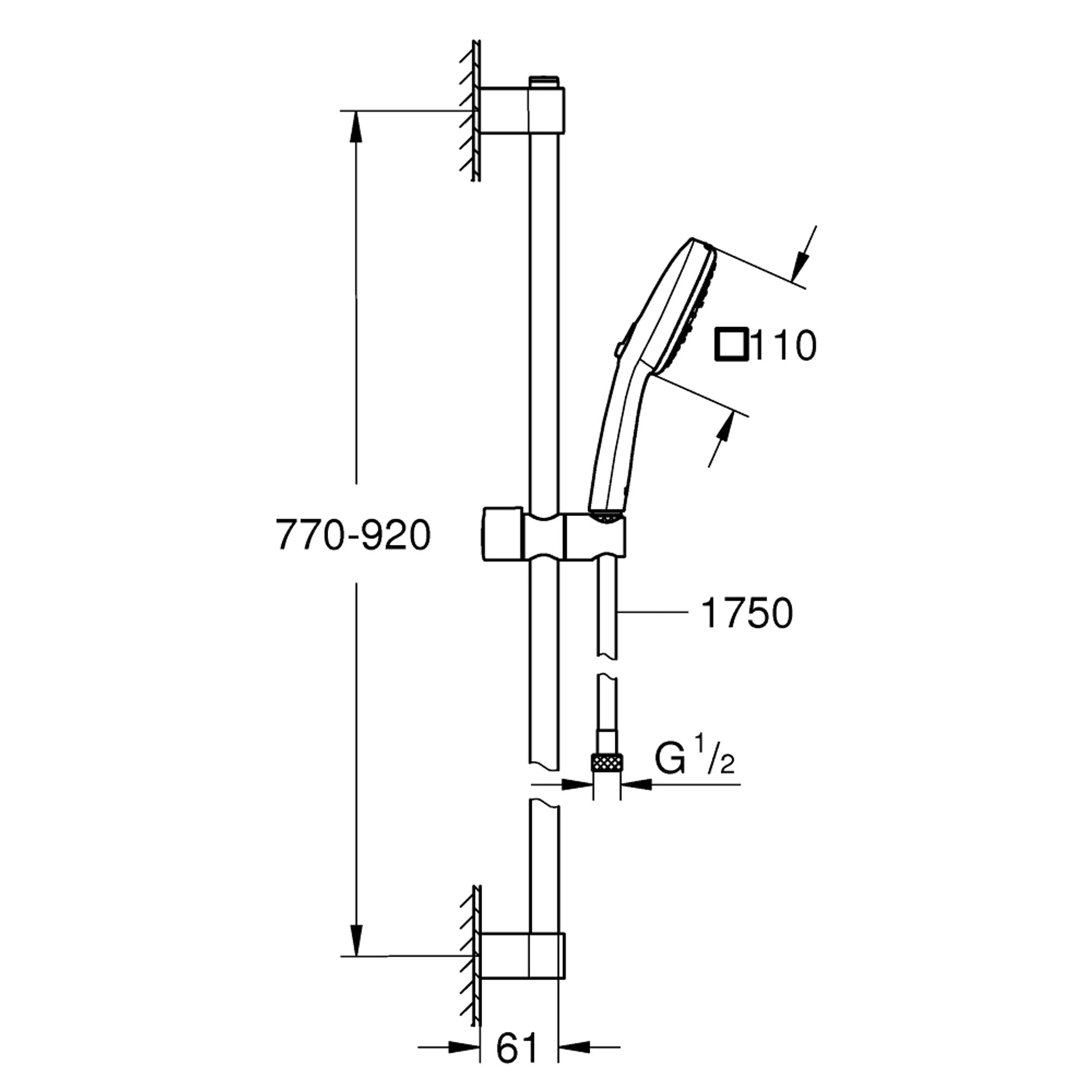Grohe Tempesta Cube 110 Sürgülü Duş Seti 3 Fonksiyonlu (Rain Jet Massage) Krom 26909003