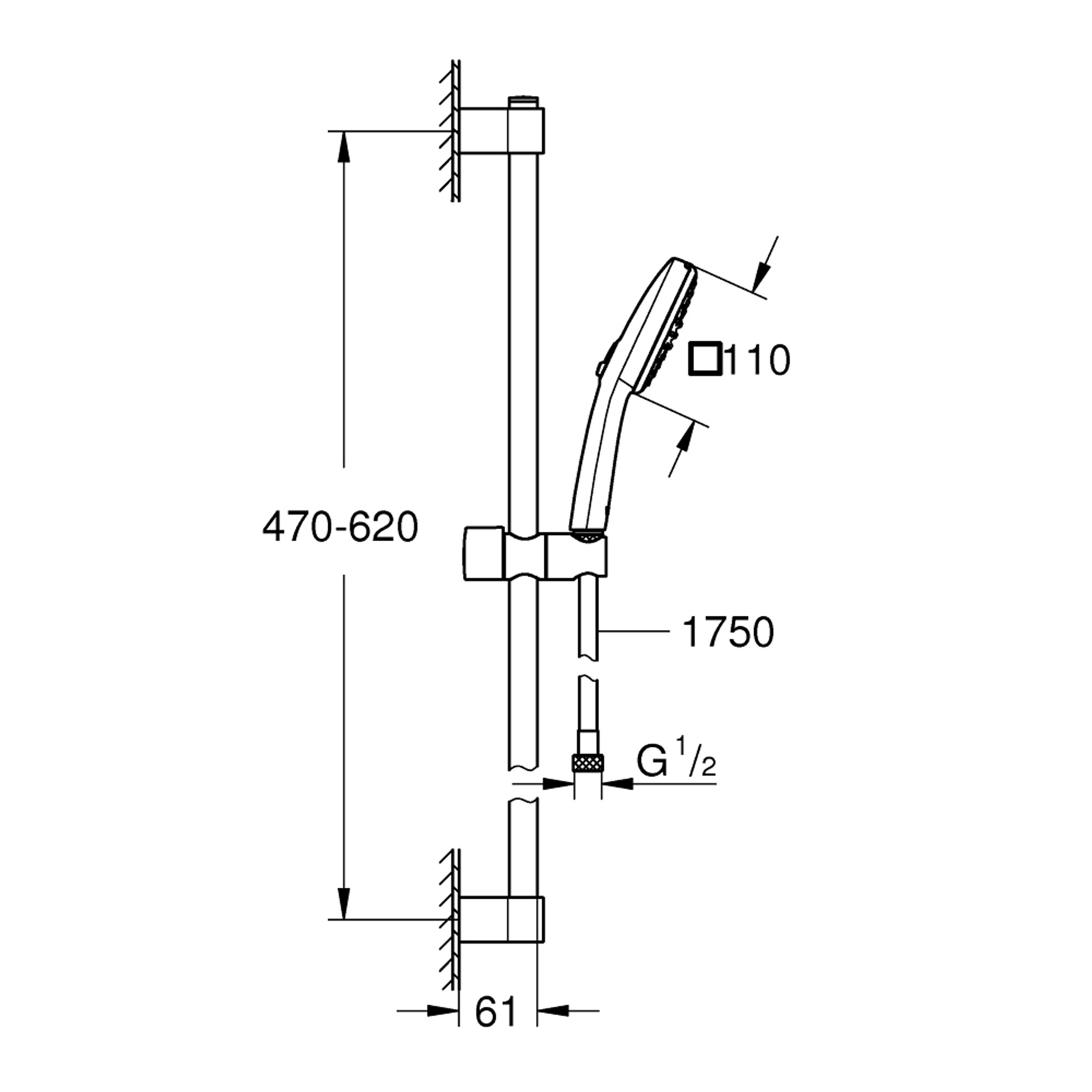 Grohe Tempesta Cube 110 Sürgülü Duş Seti 2 Fonksiyonlu (Rain Jet) Krom 26904003