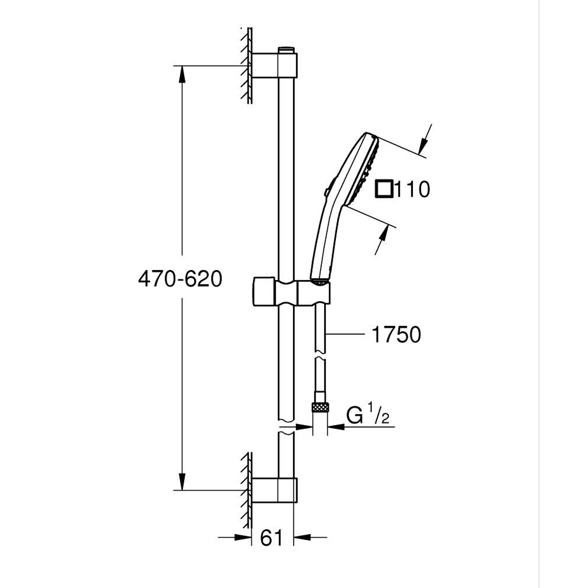 Grohe Tempesta Cube 110 Sürgülü Duş Seti 2 Fonksiyonlu (Rain Jet) Krom 2757830E