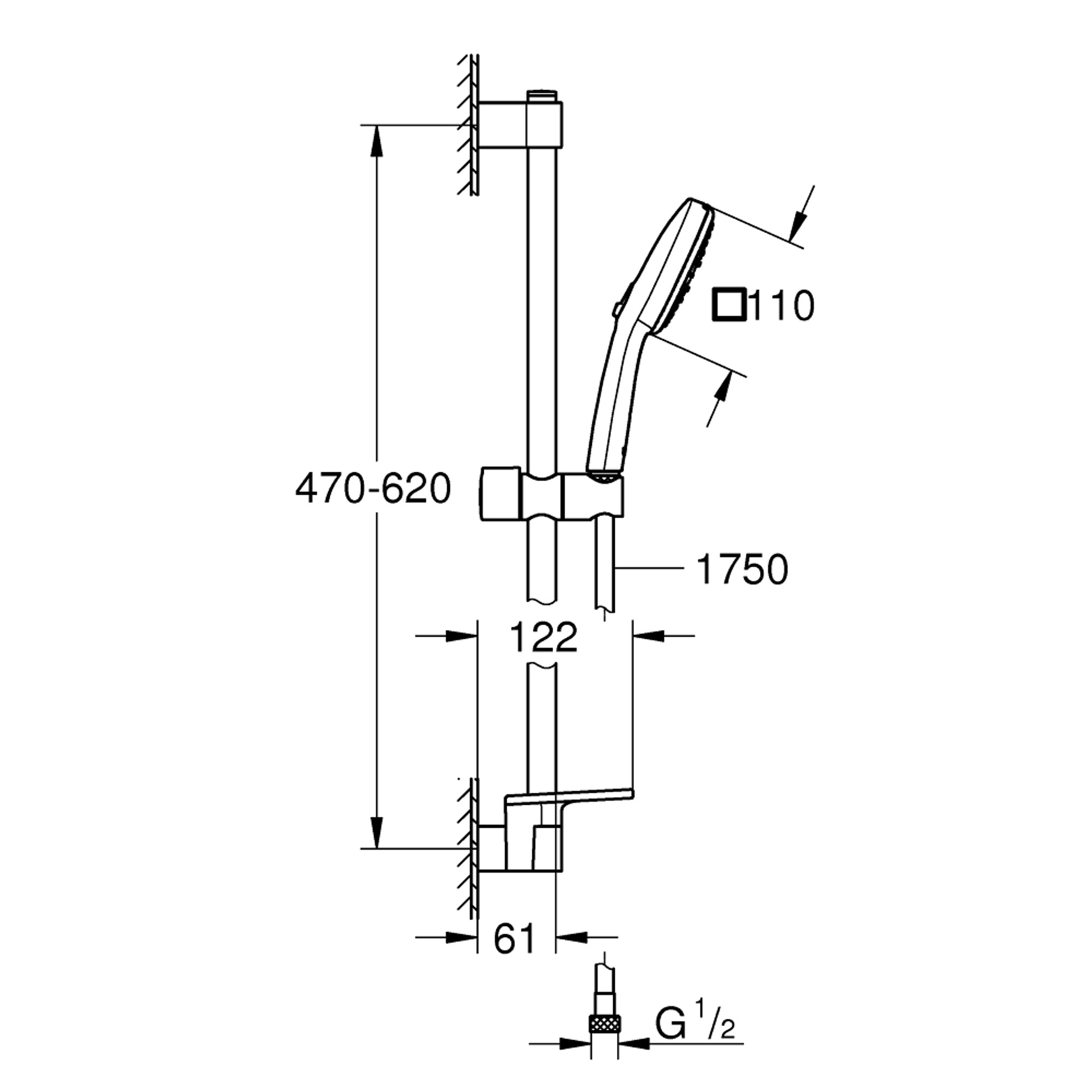 Grohe Tempesta Cube 110 Sürgülü Duş Seti 3 Fonksiyonlu (Rain Jet Massage) Krom 27576003