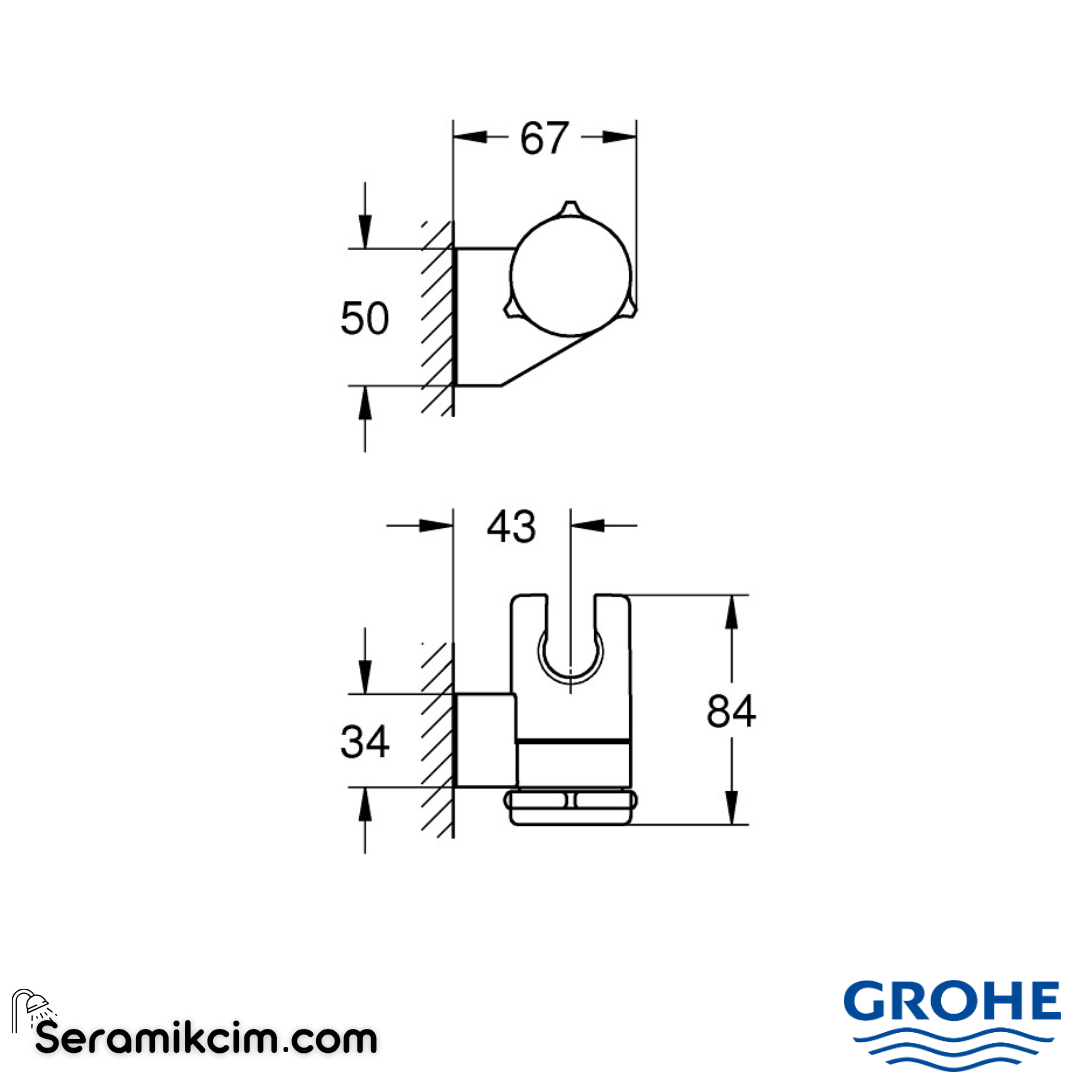 Grohe Tempesta Hareketli Duş Askısı, Mat Siyah 275952431 - 275952431