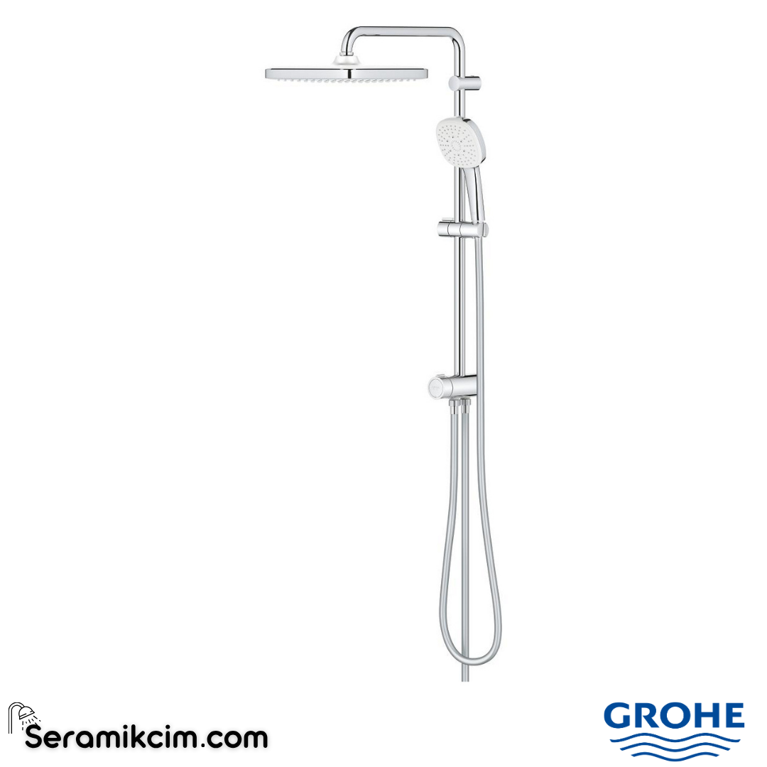 Grohe Tempesta System 250 Cube Kare Duş Başlıklı Duvara Monte Duş Sistemi Krom 26977001