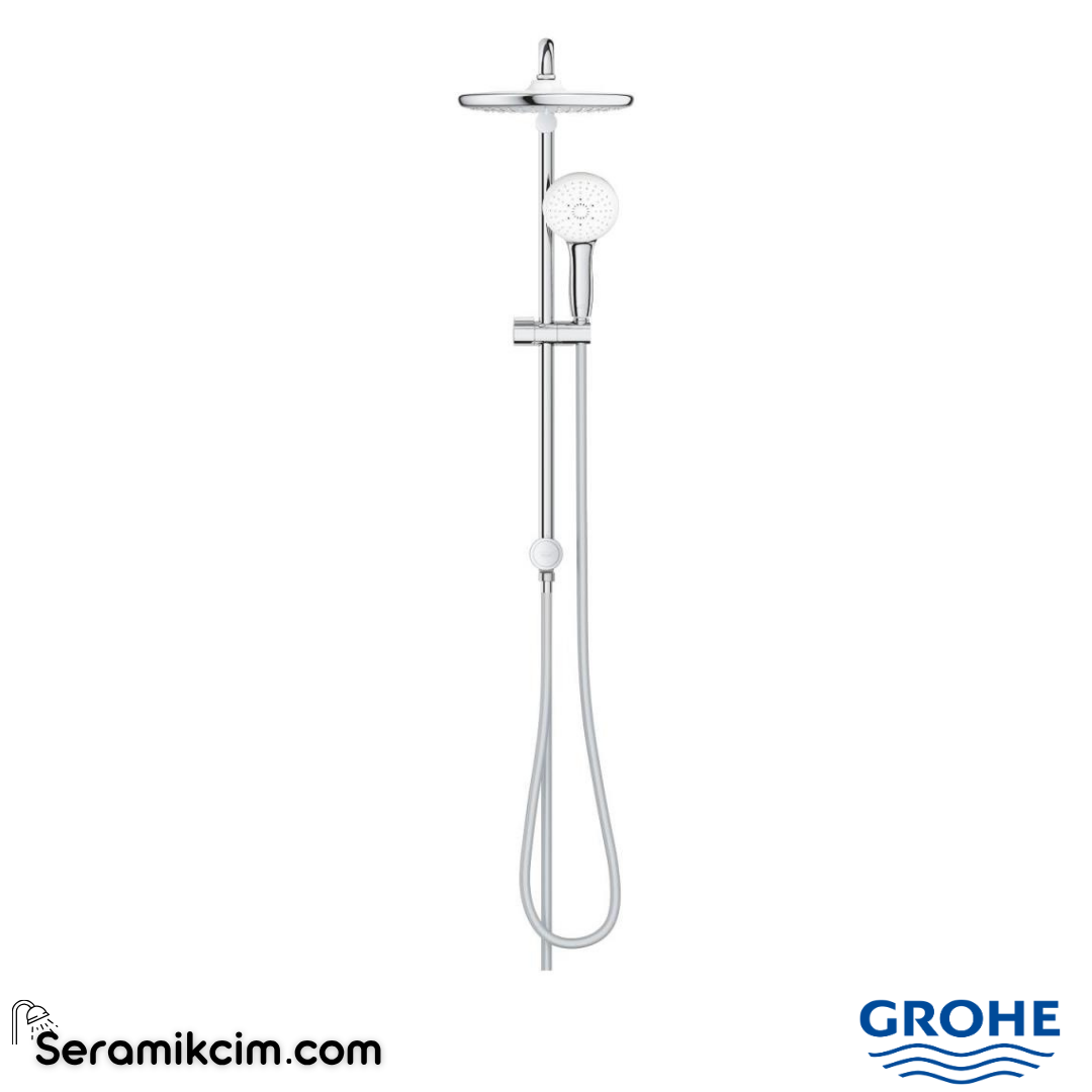 Grohe Tempesta System 250 Duvara Monte Duş Sistemi, Yön Değiştiricili, Krom-Beyaz 26980001