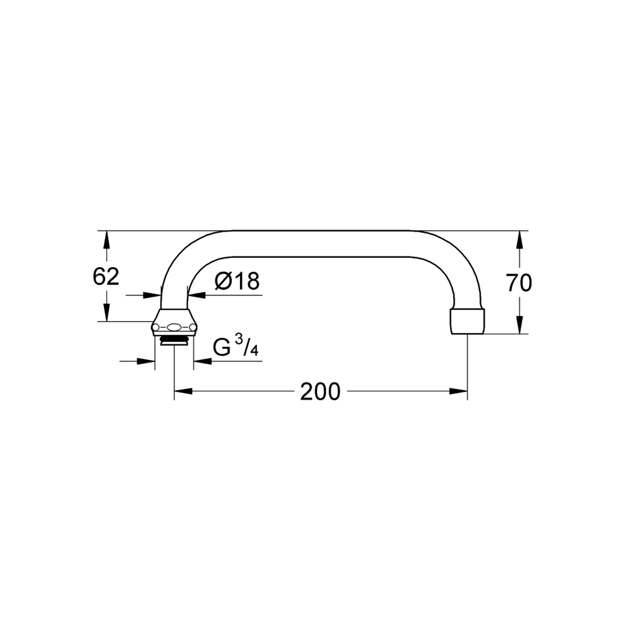 Grohe U Borulu Çıkış Ucu Krom 13028000