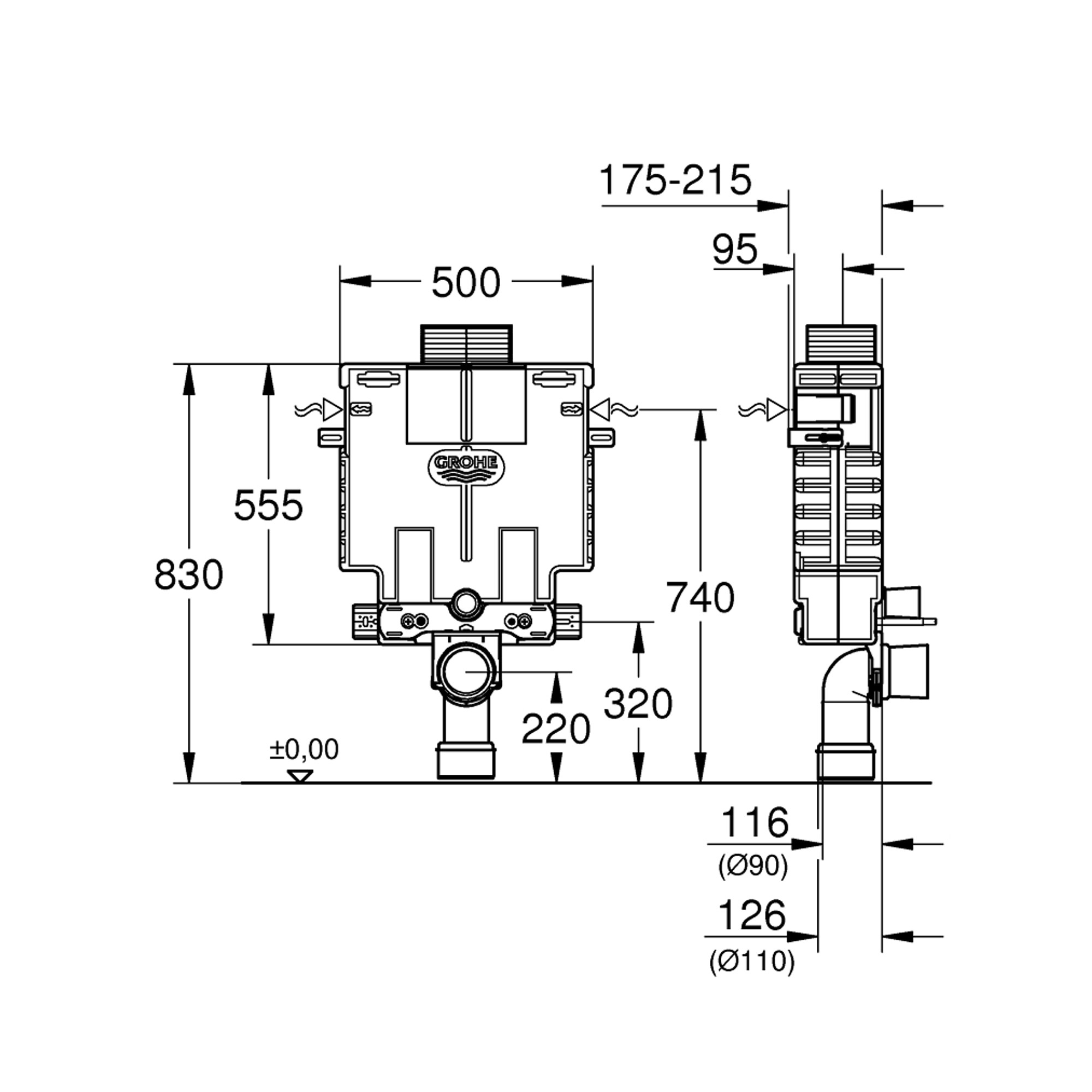 Grohe Uniset Gömme Rezervuar 0.82 m Yükseklik 38415001