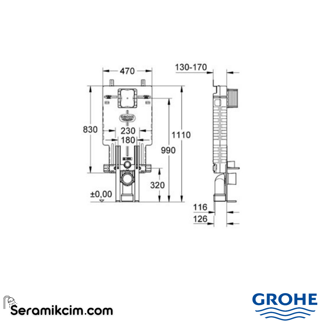 Grohe Uniset Gömme Rezervuar, Pnömatik, 13 cm 38642001 - 38642001