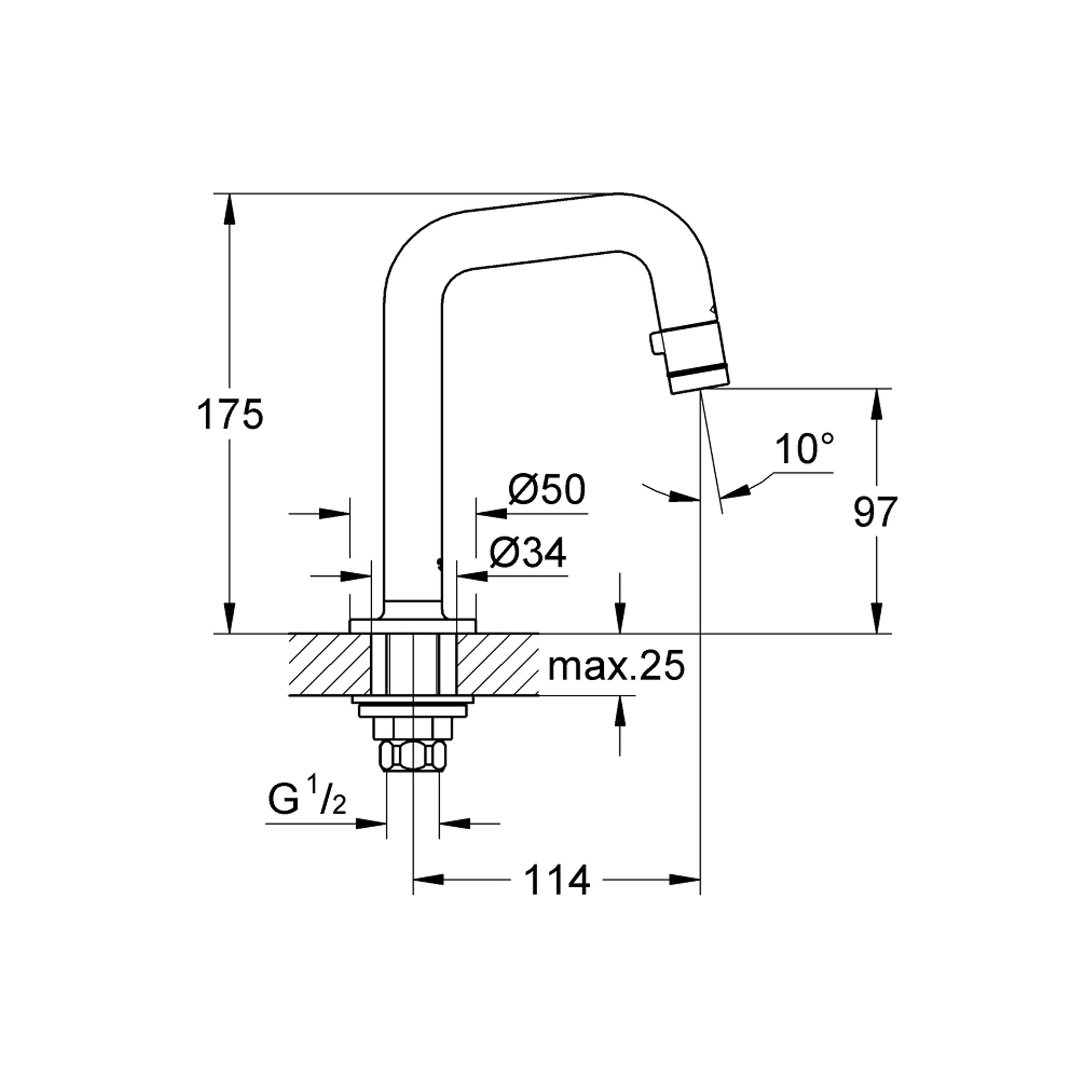 Grohe Universal Lavabo Musluğu Tek Su Girişli Krom 20202000