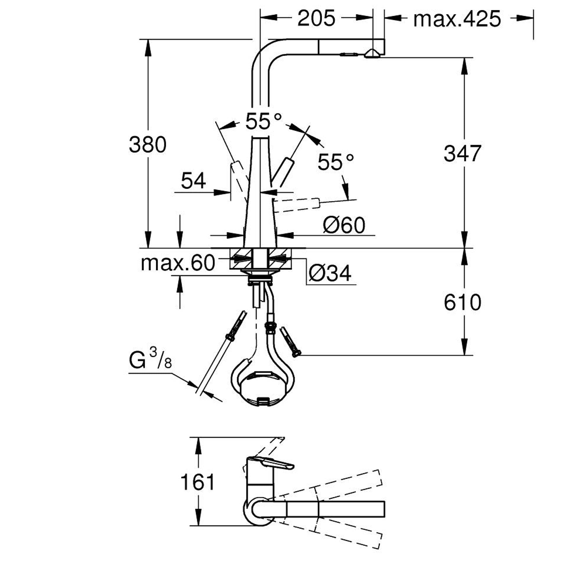 Grohe Zedra Mutfak Bataryası Krom 32553002