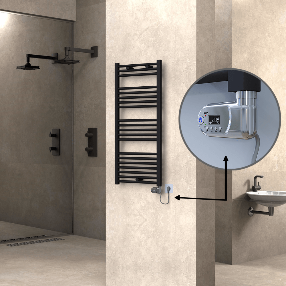 HAITI Elektirikli Havlupan 500x1100 Düz Siyah (Thesis Termostat) 600W