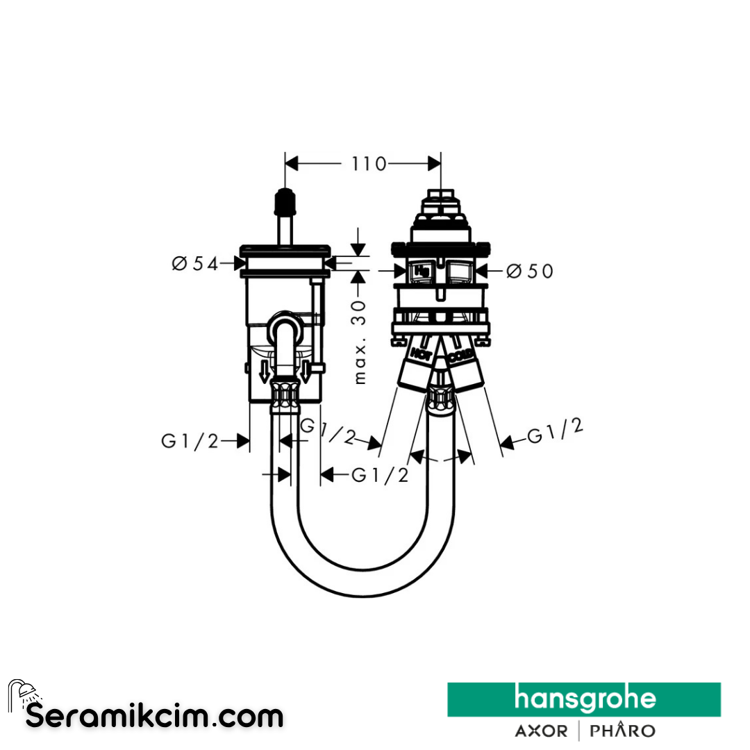 Hansgrohe 2 Delikli Küvet Kenarı Banyo Bataryası İç Set 13159180