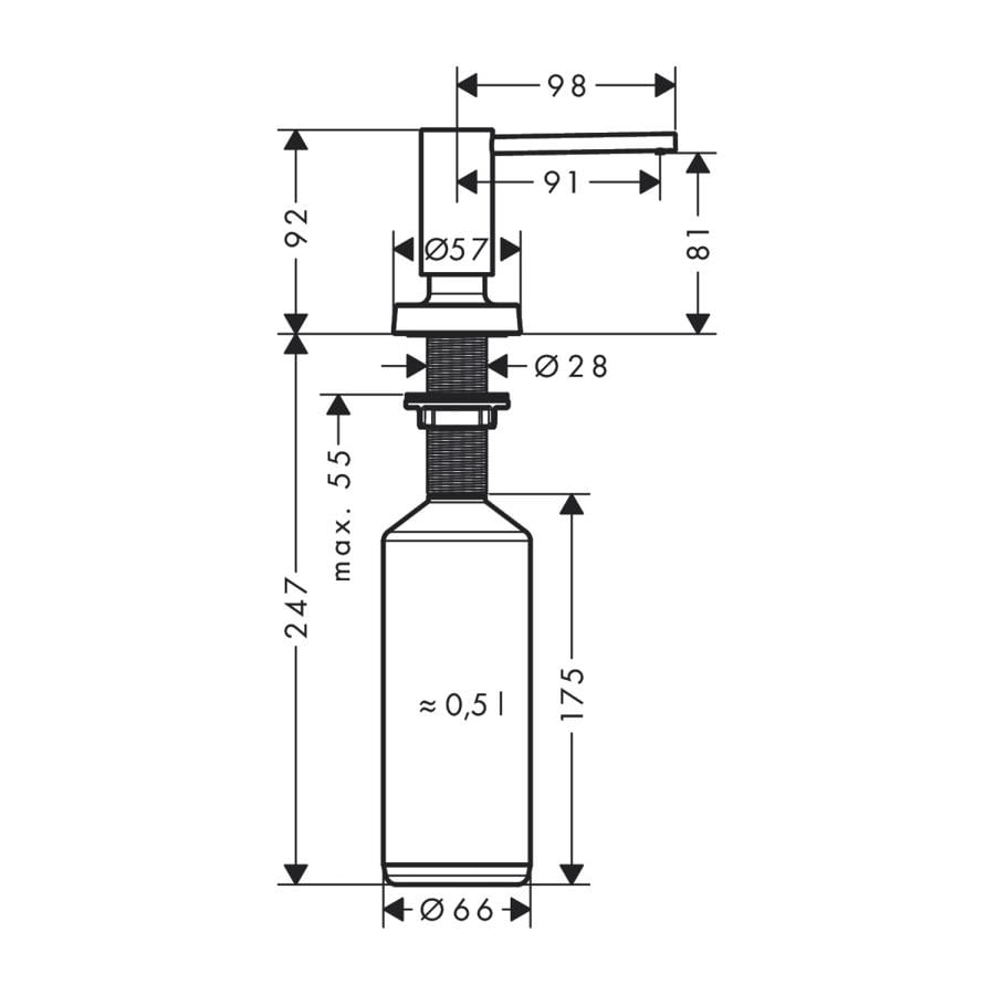 Hansgrohe A51 Eviye Sıvı Sabunluk Paslanmaz Çelik 40448800