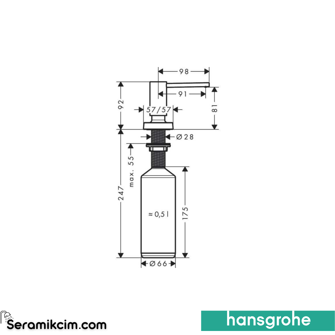 Hansgrohe A71 Eviye Sıvı Sabunluk Krom 40468000