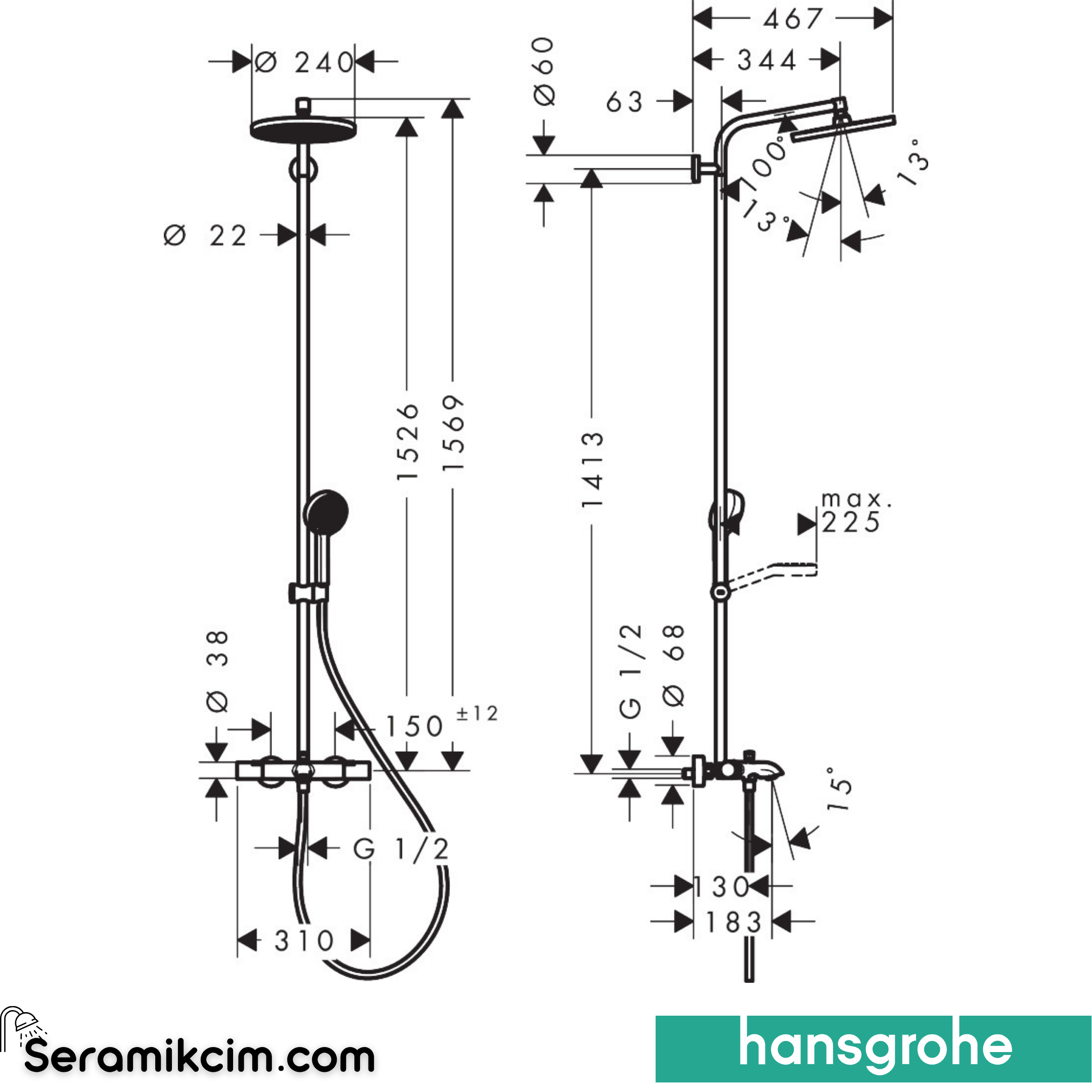 Hansgrohe Activs Shp 240 Eco Ba.Th.Ecofine Chr