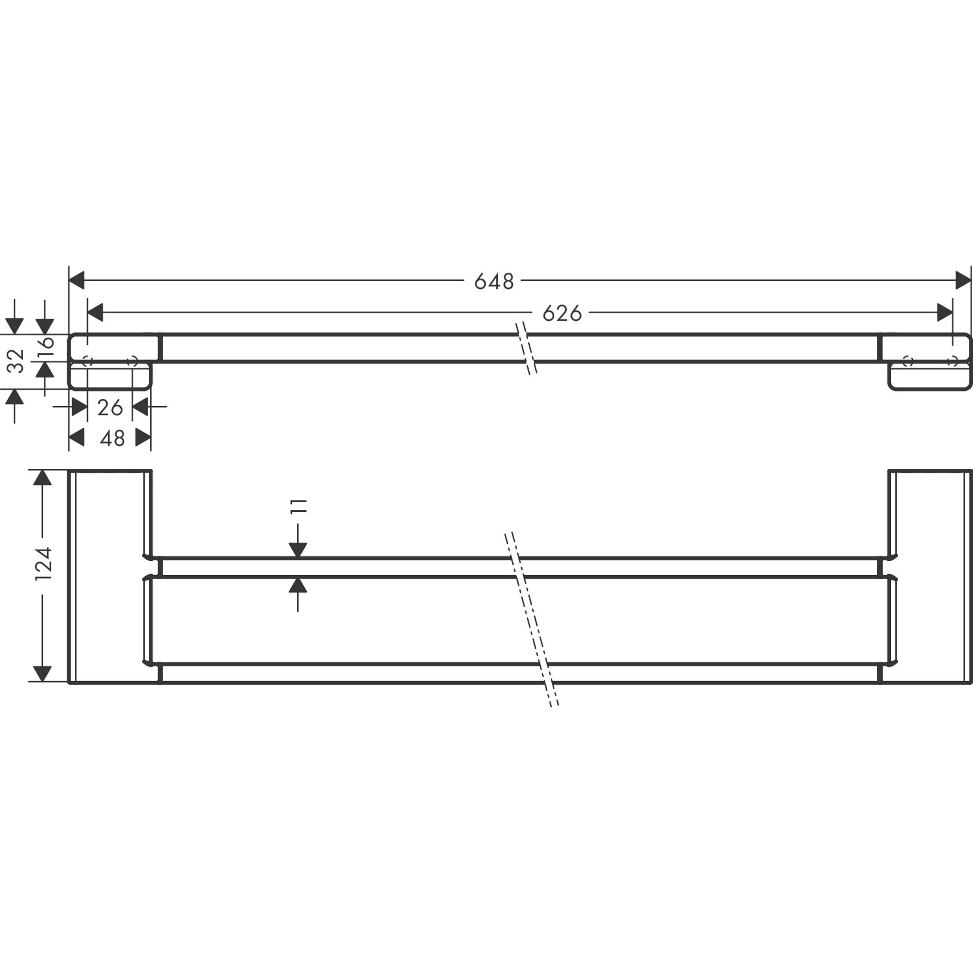 Hansgrohe AddStoris Q Çiftli Havluluk Mat Siyah-Krom 41743340