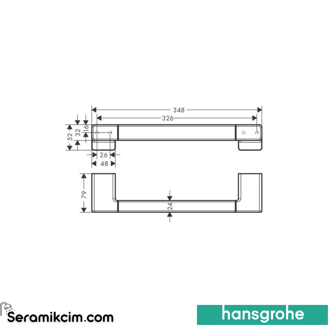 Hansgrohe AddStoris Tutunma Barı Mat Siyah Krom 41744340