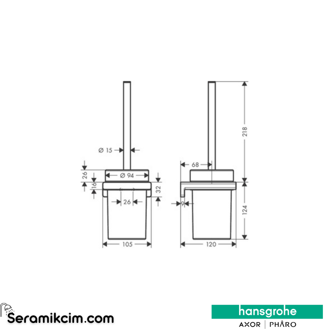 Hansgrohe Addstoris Tuvalet Fırçalığı Duvara Monte Mat Bronz 41752140