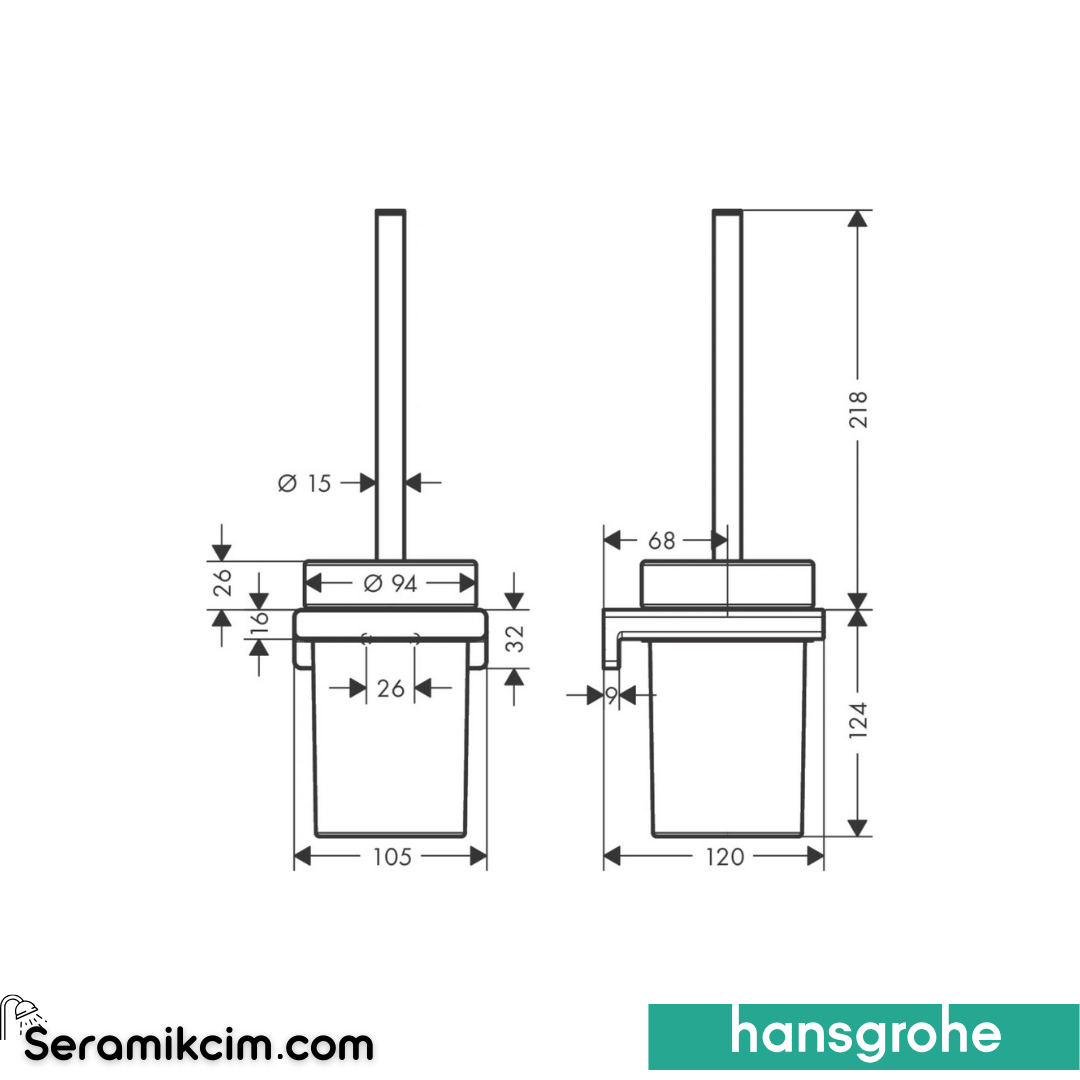 Hansgrohe Addstoris Tuvalet Fırçalığı Duvara Monte Mat Siyah 41752670