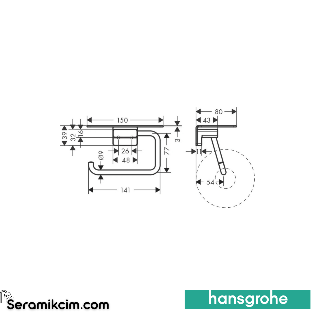 Hansgrohe Addstoris Tuvalet Kağıtlığı Raflı Krom 41772000