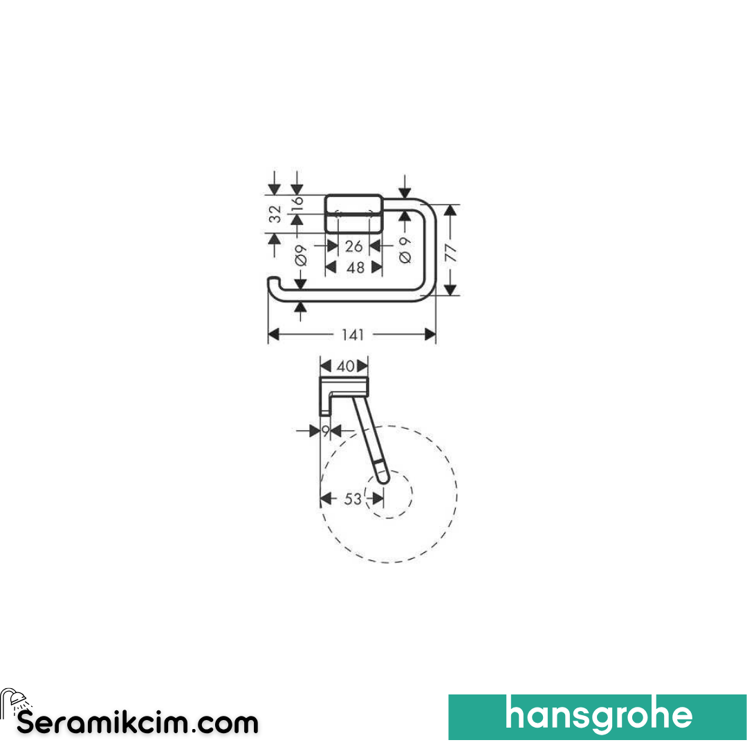 Hansgrohe AddStoris Tuvalet Kağıtlığı Kapaksız Mat Siyah Krom 41771340