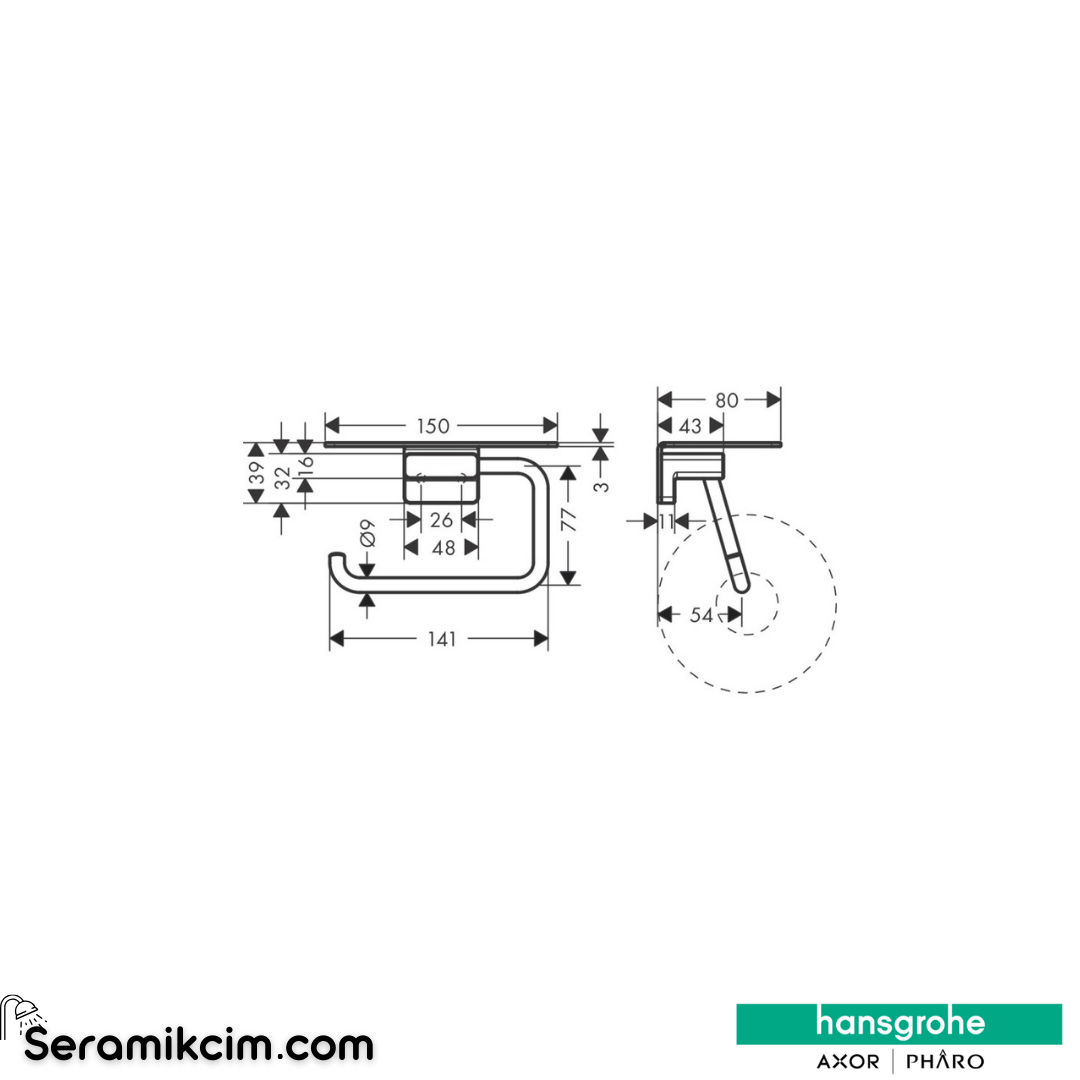 Hansgrohe Addstoris Tuvalet Kağıtlığı Raflı Mat Beyaz 41772700
