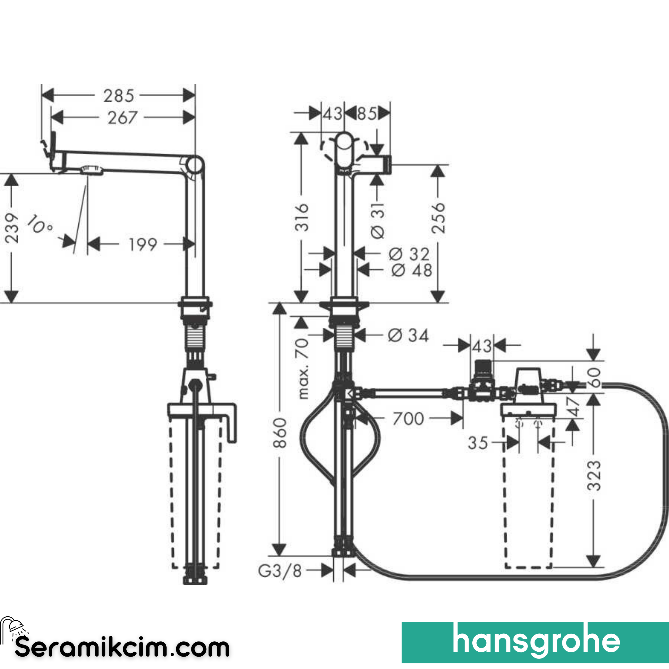 Hansgrohe Aqittura M91 Filtre Sistemi 240, 1Jet 76804000