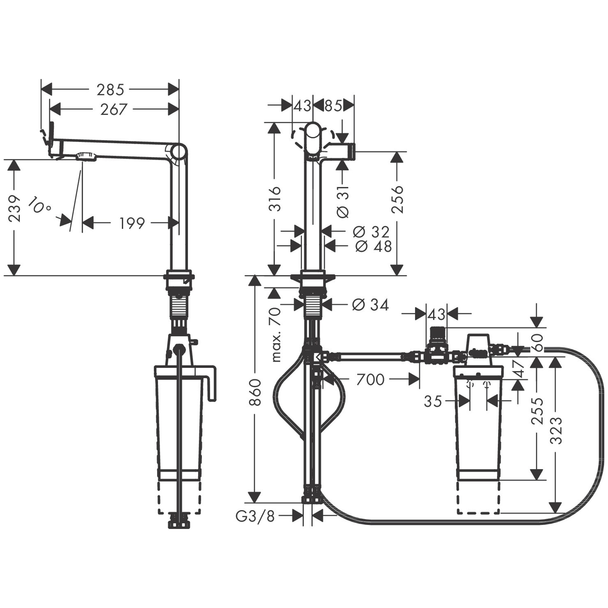 Hansgrohe Aqittura M91 Filtre Sistemi 240, 1Jet, Başlangıç Kiti 76802670