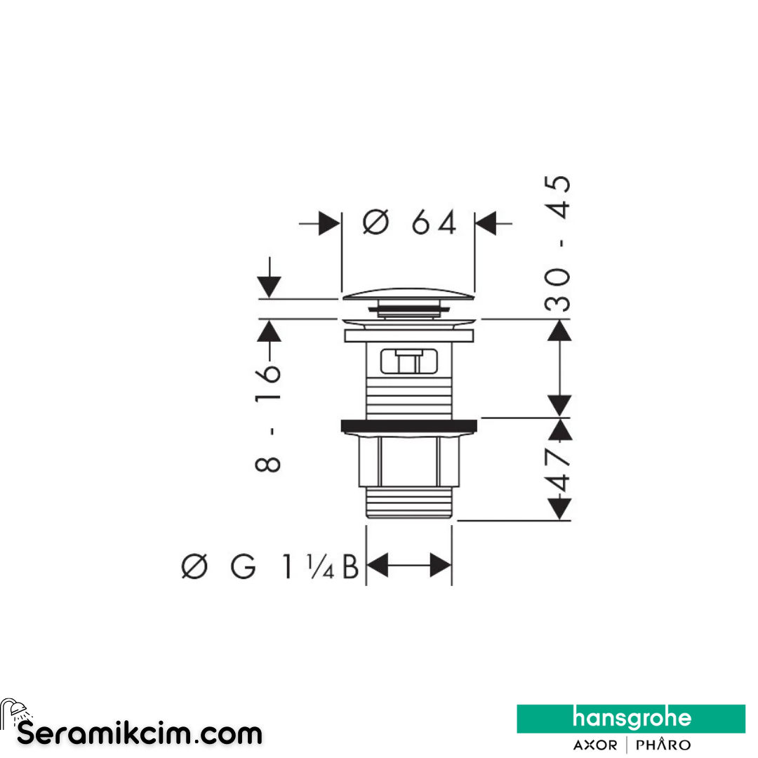 Hansgrohe Bas-Aç Tapa Seti Lav. Ve Bideler İçin Krom 50105000