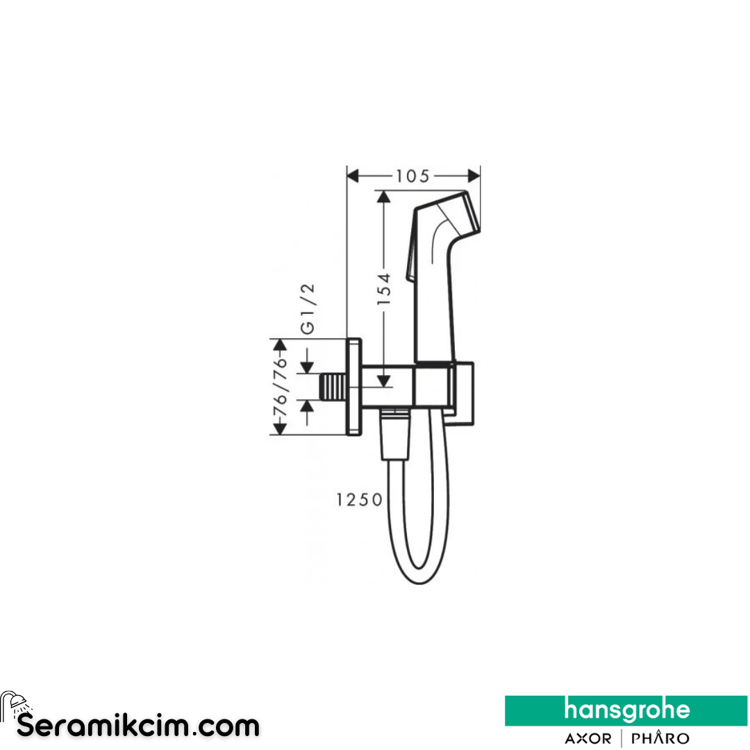 Hansgrohe Bidette Taharet Duşu 1Jet E Ecosmart+ Krom 29231000