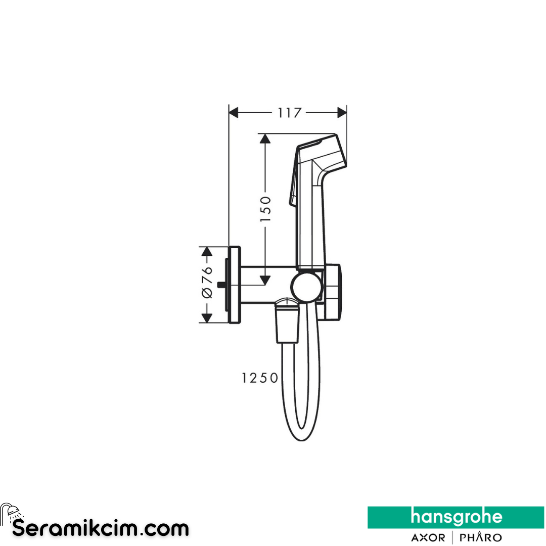 Hansgrohe Bidette Taharet Duşu 1Jet S Ecosmart+ Sıcak Soğuk Mat Siyah 29232670