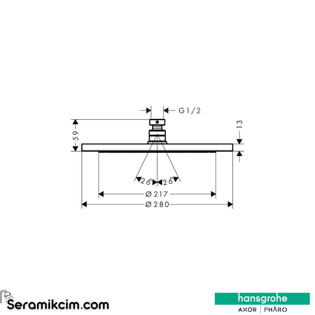 Hansgrohe Croma 280 Air Tepe Duşu Ecosmart Mat Siyah 26221670