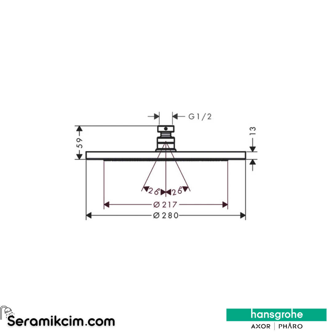 Hansgrohe Croma 280 Air Tepe Duşu Ecosmart Mat Beyaz 26221700
