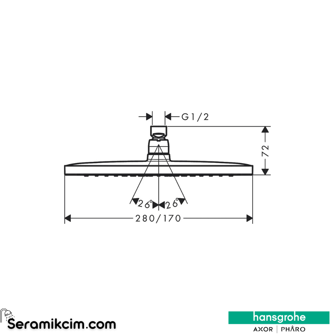 Hansgrohe Croma E Tepe Duşu 280 1 Fonksiyonlu Krom 26257000