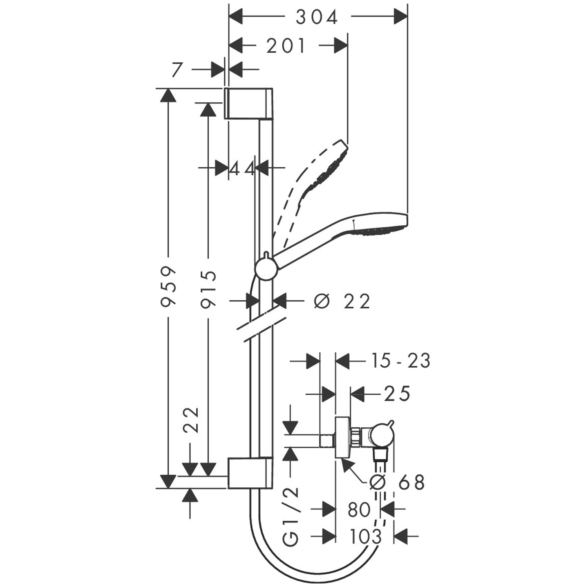 Hansgrohe Croma Select E Vario Termostatik Sürgülü Duş Seti 90 cm Ecostat Comfort Beyaz-Krom 27082400