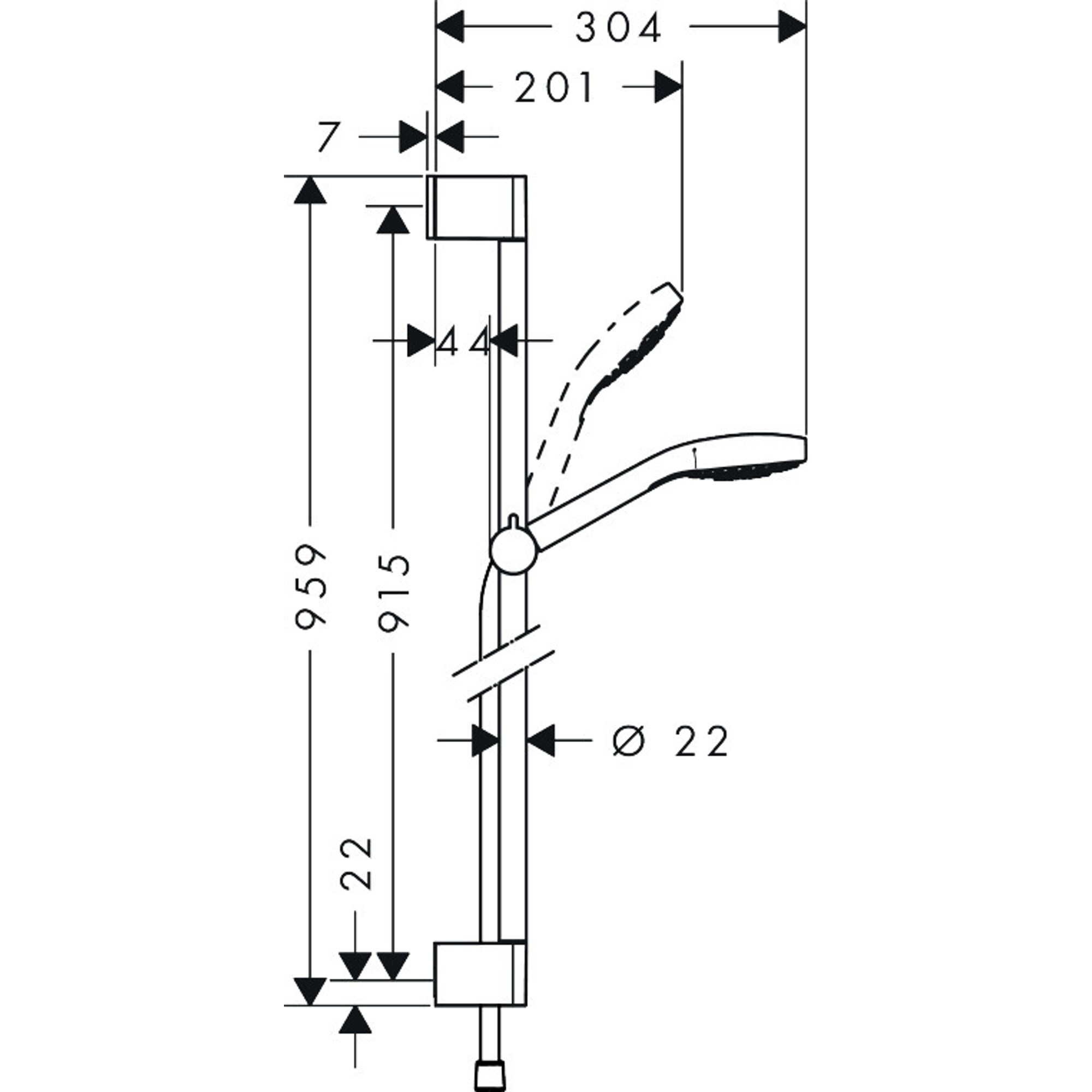 Hansgrohe Croma Select S Duş Seti 90 cm Sürgülü 11 cm El Duşlu 1 Fonksiyonlu Beyaz-Krom 26574400