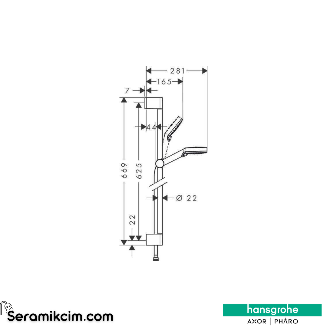 Hansgrohe Crometta Ds Vario, 65 Cm Duş Barı İle 26532400