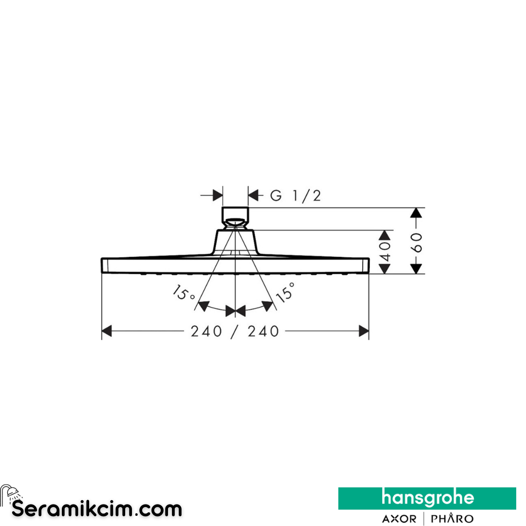 Hansgrohe Crometta E 240 1 Fonksiyonlu Tepe Duşu Mat Siyah 26726670