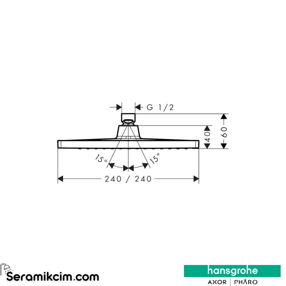 Hansgrohe Crometta E 240 Tepe Duşu 1 Fonksiyonlu EcoSmart Mat Siyah 26727670