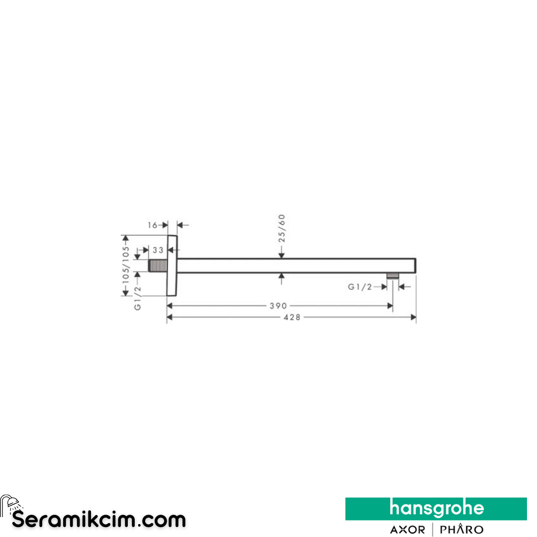 Hansgrohe Duş Dirseği Square 389 Mm Mat Bronz 27694140