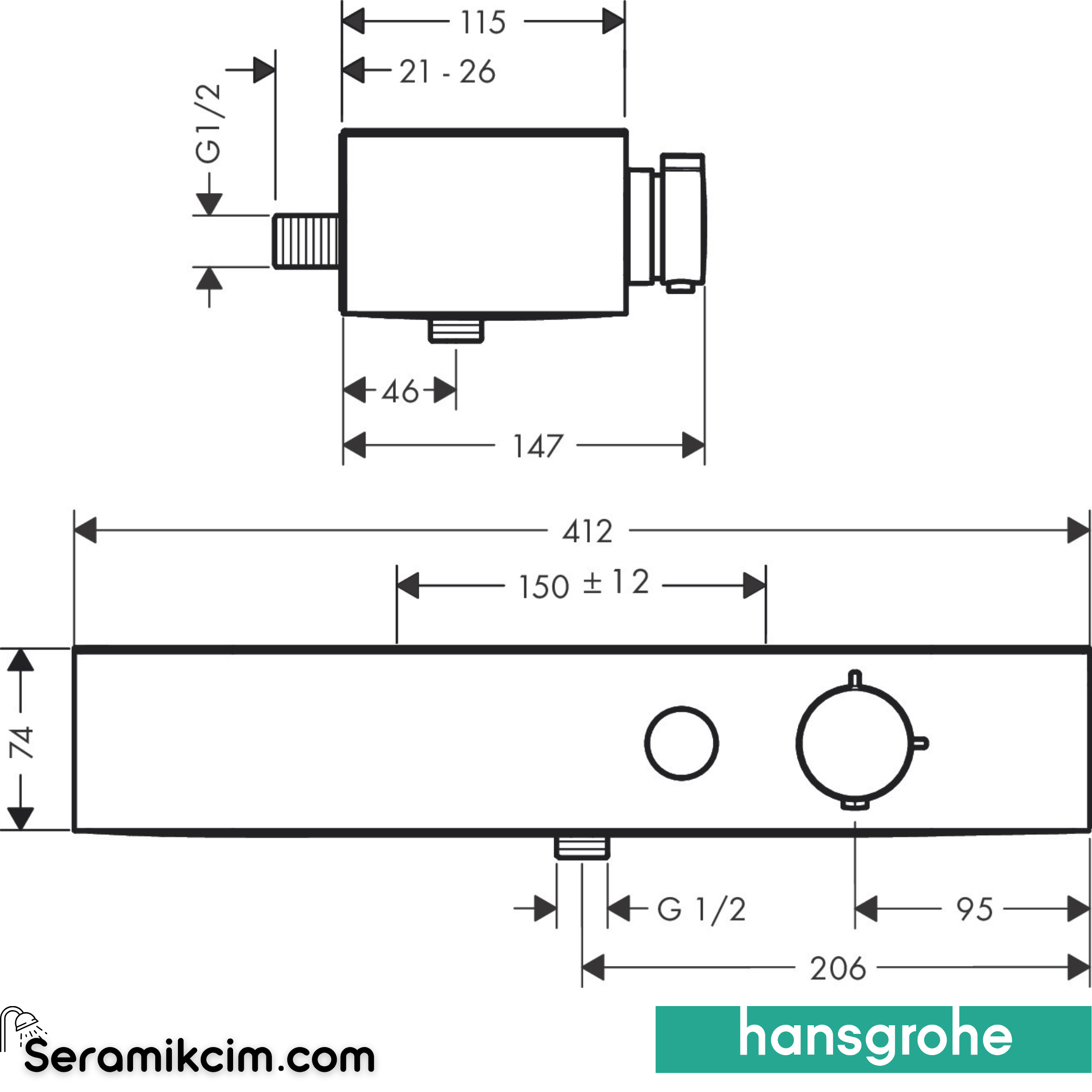 Hansgrohe Duş Termostat 400 Montaj Mat Beyaz 24360700