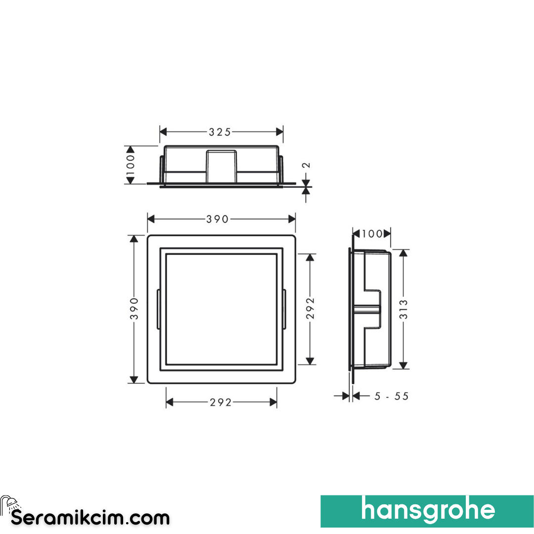 Hansgrohe Duvar Nişi Paslanmaz Çelik Tasarım Çerçeveli 30 X 30 X 10 Cm 56097990