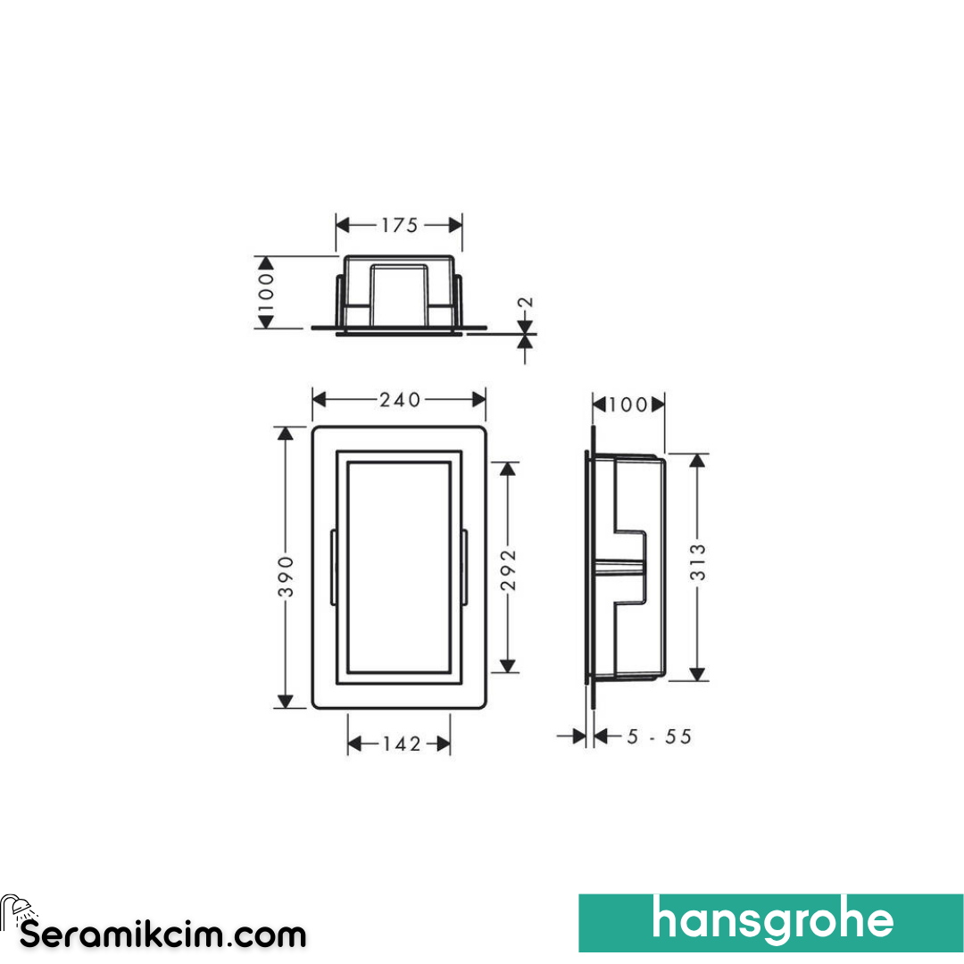 Hansgrohe Duvar Nişi Paslanmaz Çelik Tasarım Çerçeveli 30x15x10 cm Mat Bronz Paslanmaz Çelik 56094140