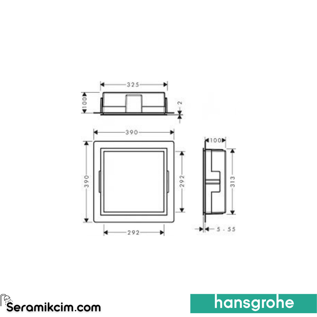 Hansgrohe Duvar Nişi Paslanmaz Çelik Tasarım Çerçeveli 30x30x10 cm Mat Bronz Paslanmaz Çelik 56097140