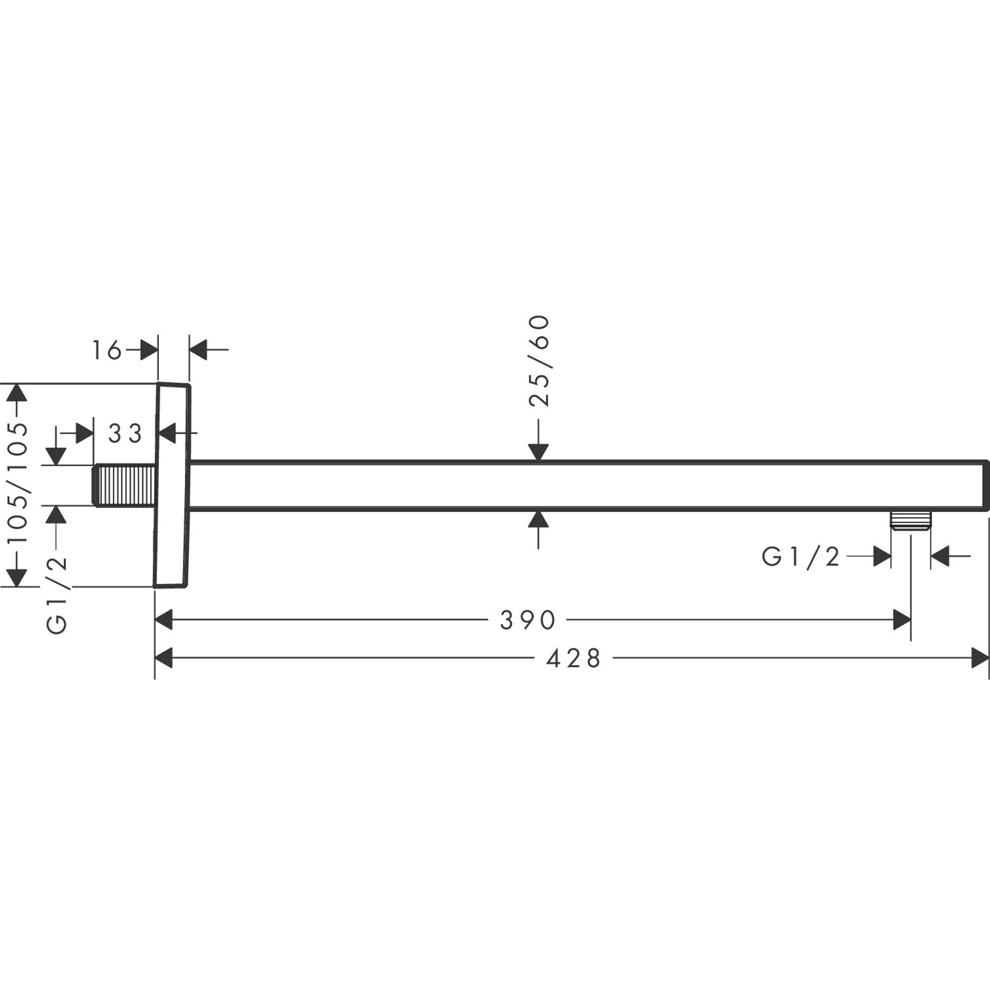 Hansgrohe E Duş Kolu 39 cm Parlak Altın 27694990