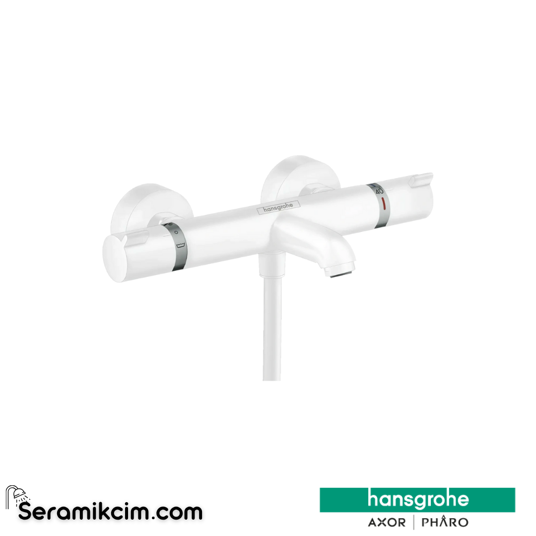 Hansgrohe Ecosmart 1000 Termostatik Aplike Banyo Bataryası Mat Beyaz 13114700