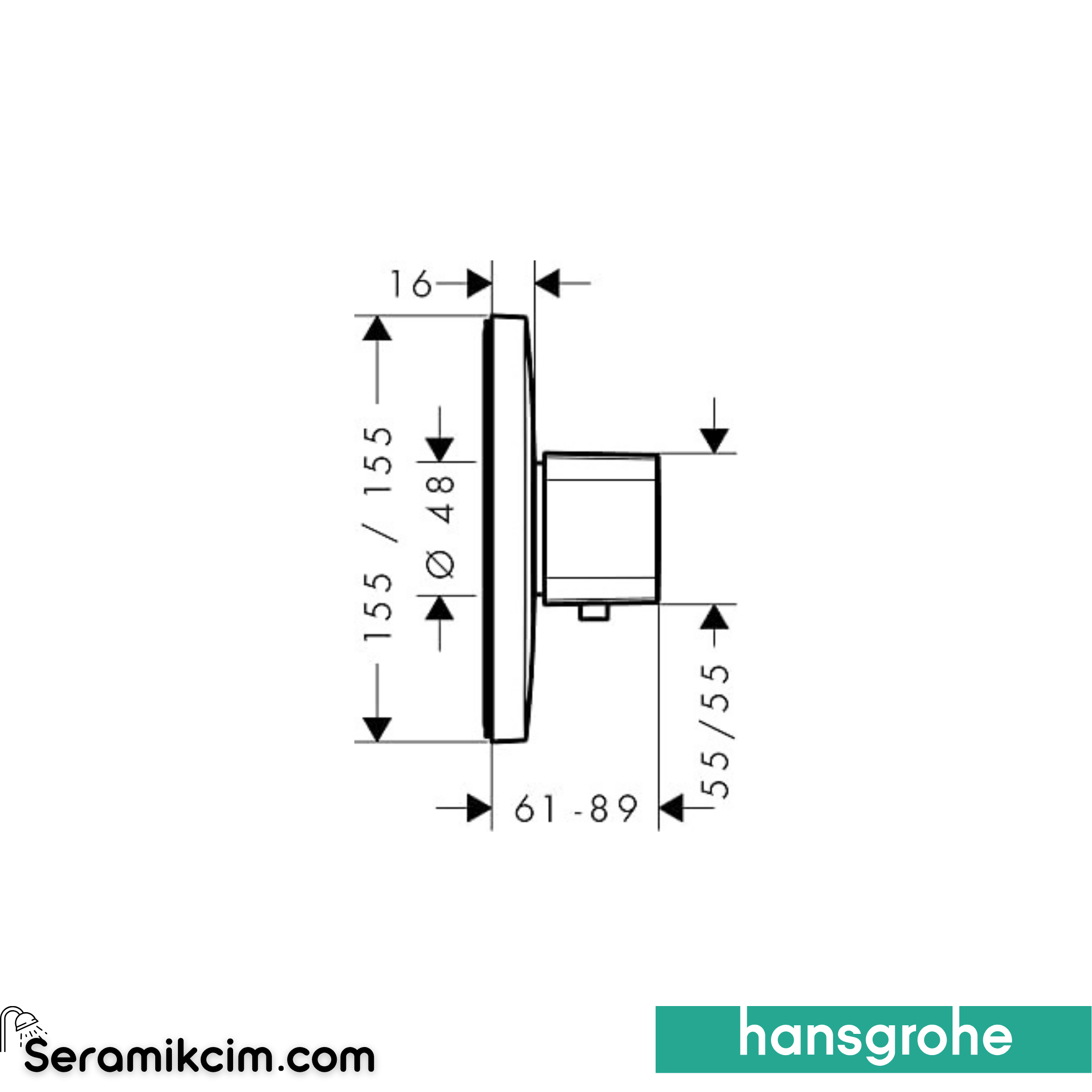 Hansgrohe Ecosmart E Max Ankastre Banyo Bataryası Termostatik 59 L/Dk Krom 15706000